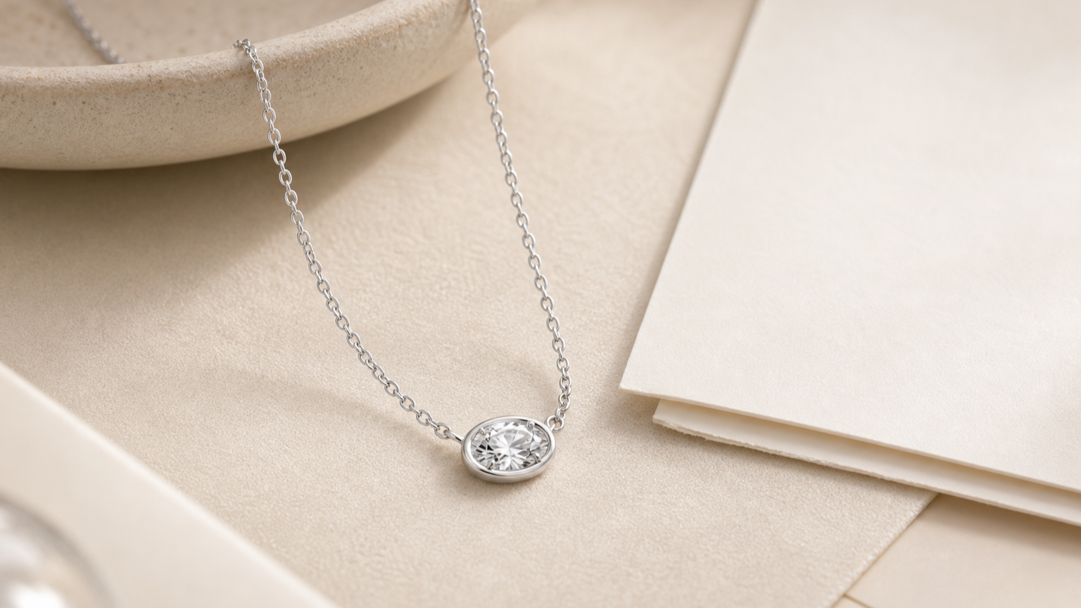 Solo Oval Diamond Pendant styled for diamond certification explained