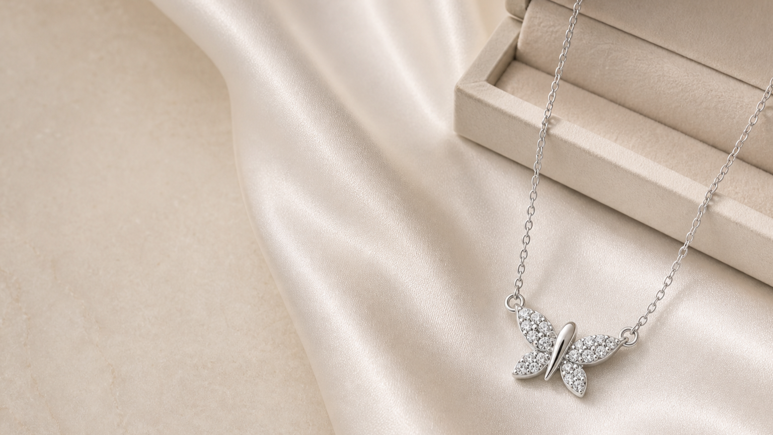 Nala Diamond Butterfly Necklace styled for jewelry gift guide