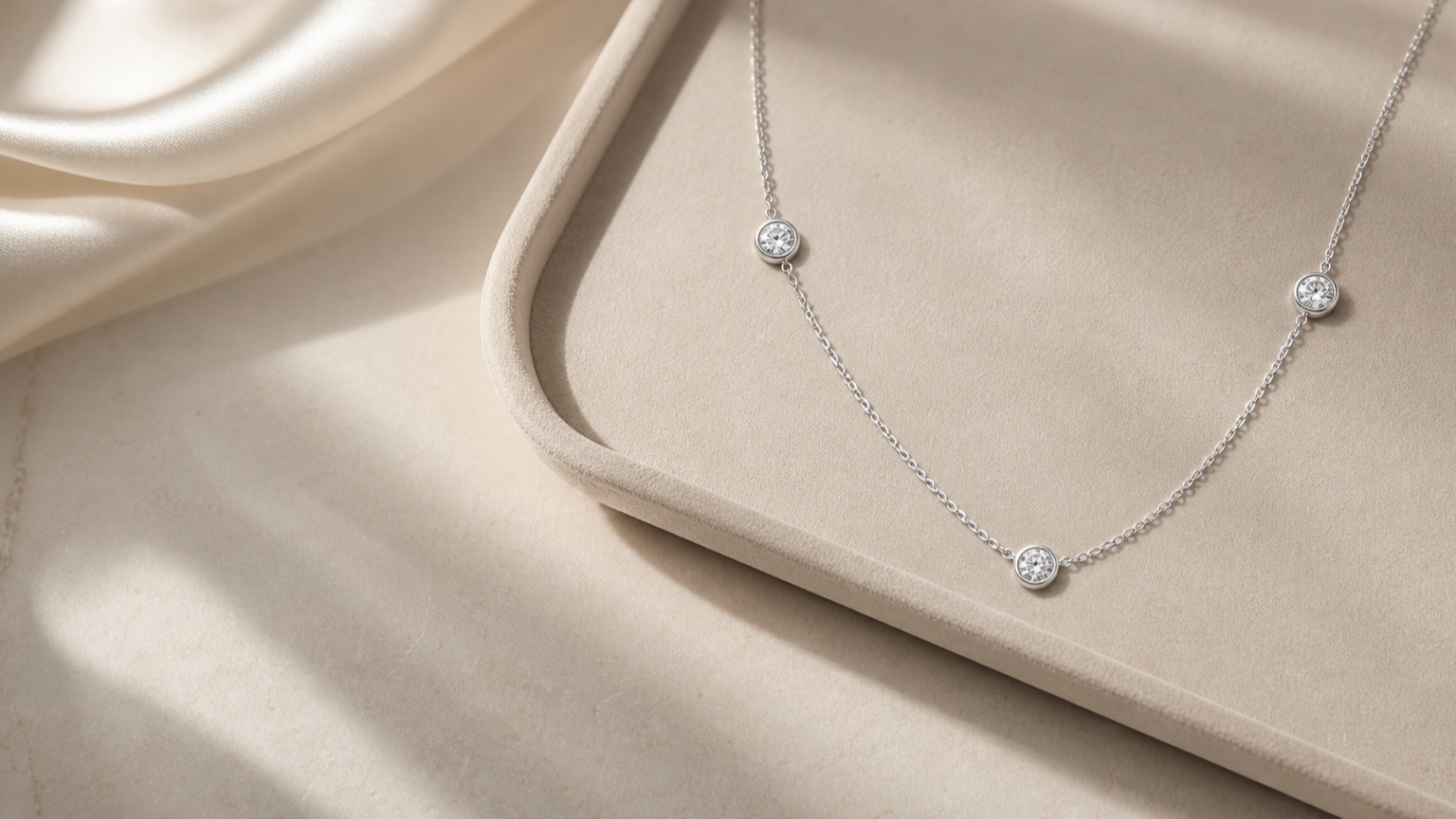 Luna Diamond Bezel Necklace styled for the essential fine jewelry wardrobe