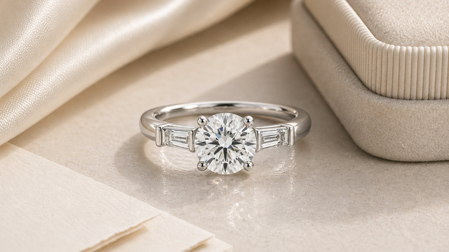 Noa Round Diamond Ring styled for how much should you spend on an engagement ring? a modern, elegant perspective