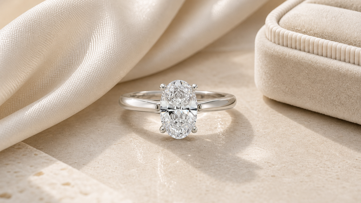 Adele Oval Diamond Engagement Ring styled for lab-grown diamond engagement rings