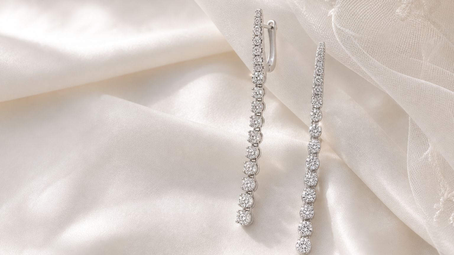 Riviera Diamond Drop Earrings styled for how to choose jewelry for your wedding day
