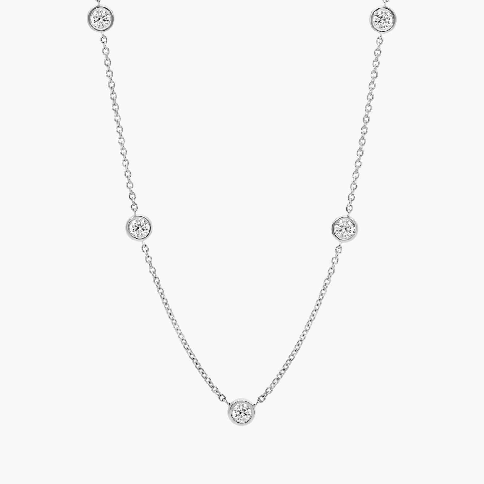 Lumiere Luna Diamond Bezel Necklace in 18K White Gold