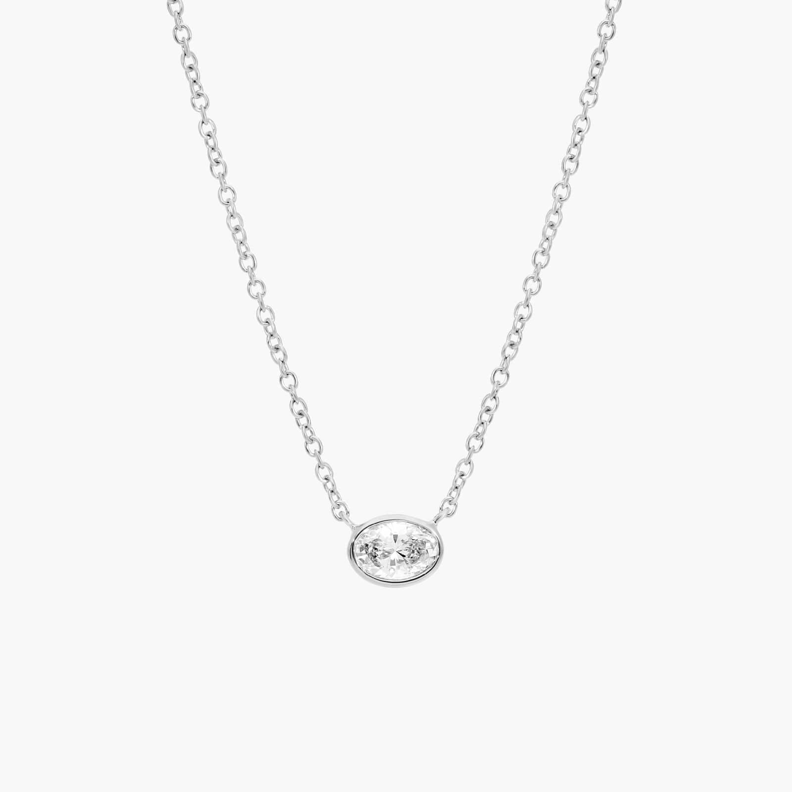 Lumiere Solo Oval Diamond Pendant in 18K White Gold