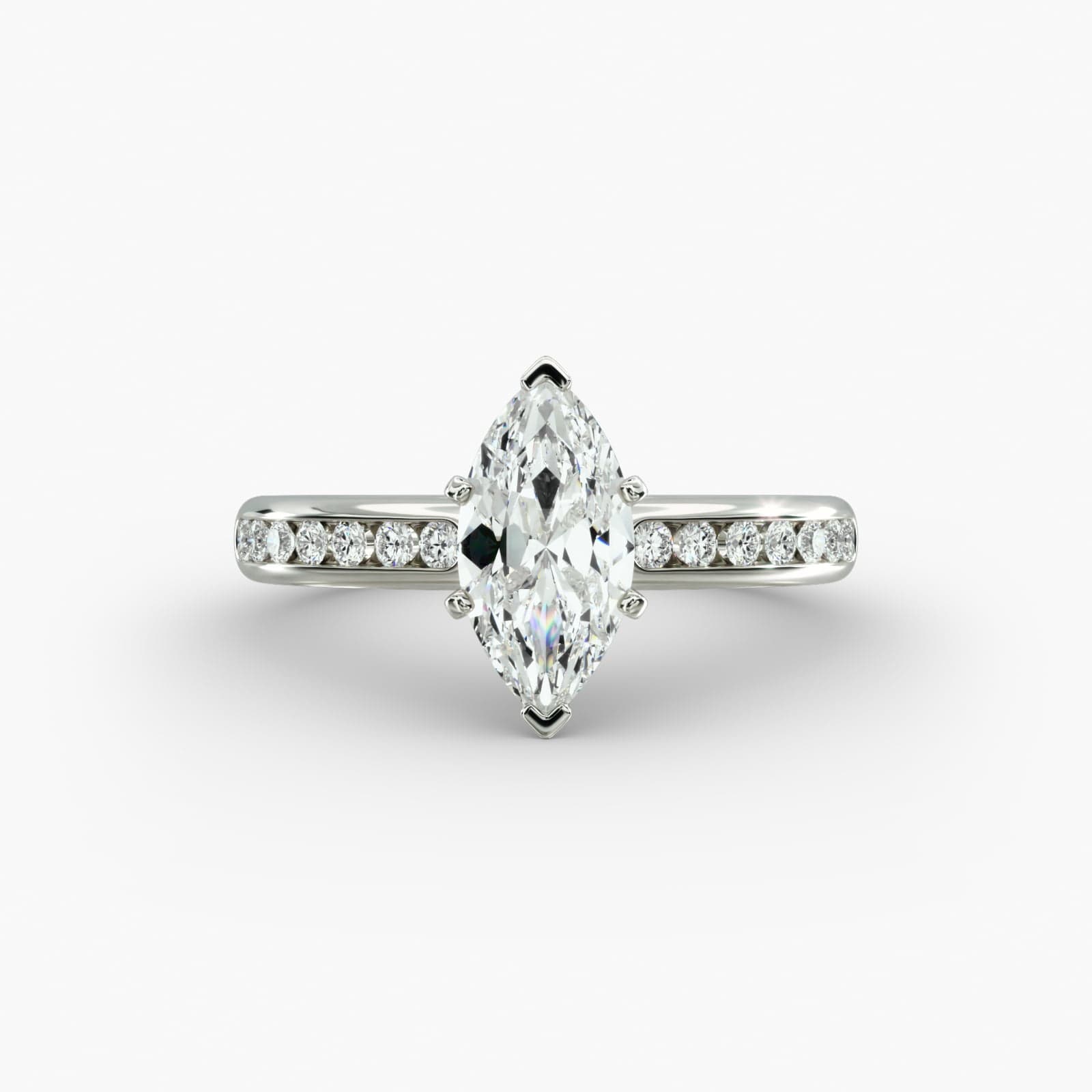 Lumiere Camille Channel-Set Marquise Diamond Engagement Ring in 18K White Gold